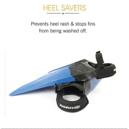 מגן עקבים של חברת Balin ( החברה בונה מוצרים נלווים לבוגי כבר משנות ה 70 ) ה Heel Saver הוא ריפוד לרצועות של הסנפירים ומונע שפשפות בעקב והחלקה של הסנפיר מהרגל מתאים לגלושים בכל הרמות