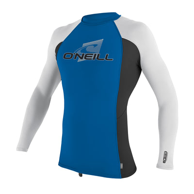 לייקרה שרוול ארוך לנוער של חברת Oneill מסדרת SKINS. בניגוד להרבה חברות אחרות אין הבדל מלבד מידה בין לייקרות נוער ולייקרות בוגרים. סדרת SKINS בנויה מ-6OZ Nylon/Spandex עם 4-Way Stretch היא גמישה מאד ויושבת על הגוף כמו שכבת עור נוספת.  הלייקרה מודבקת ותפורה בצורה מאד מינימלית ללא תפרים באזור הבית שחי למניעת שפשפות. עם מקדם הגנה +50 UV הלייקרה מספקת הגנה מעולה מפני השמש מבלי לפגוע ביכולת תנועה וסטייל . מעולה לקיץ הישראלי, טיולים לחול ולהגנה נגד מזודות 